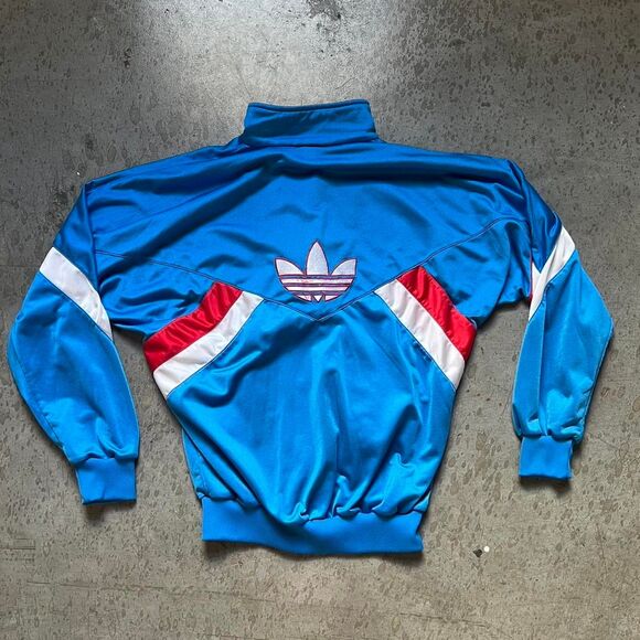 Blue and red Adidas track jacket with embroidered logo - Picture 2 of 5